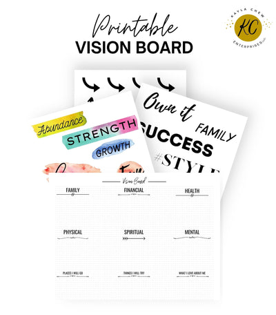 Seize the opportunity to plan and visualize with our Printable Vision Board Kit—a dynamic tool for a purposeful and inspiring New Year!